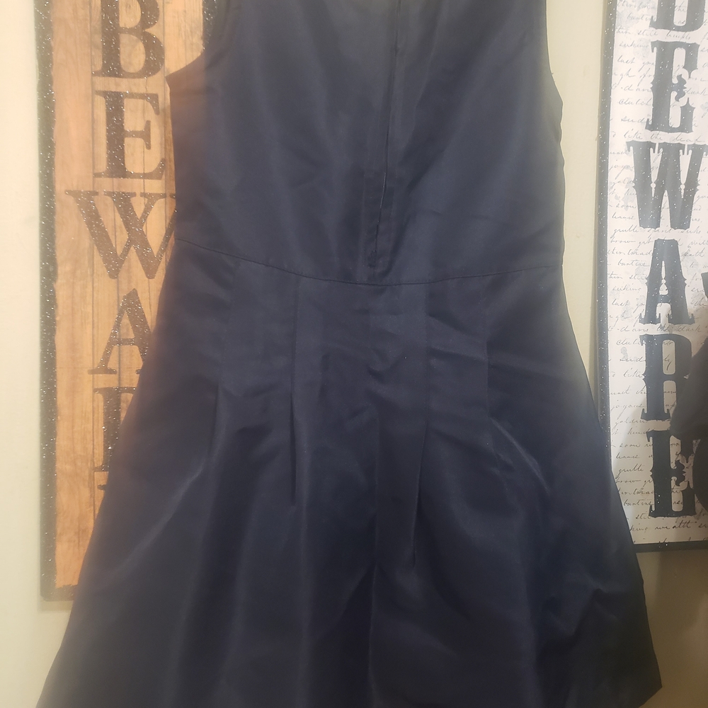 4/$12 Beverly Hills Polo Club  With Silver Accents On Navy Sleeveless Dress